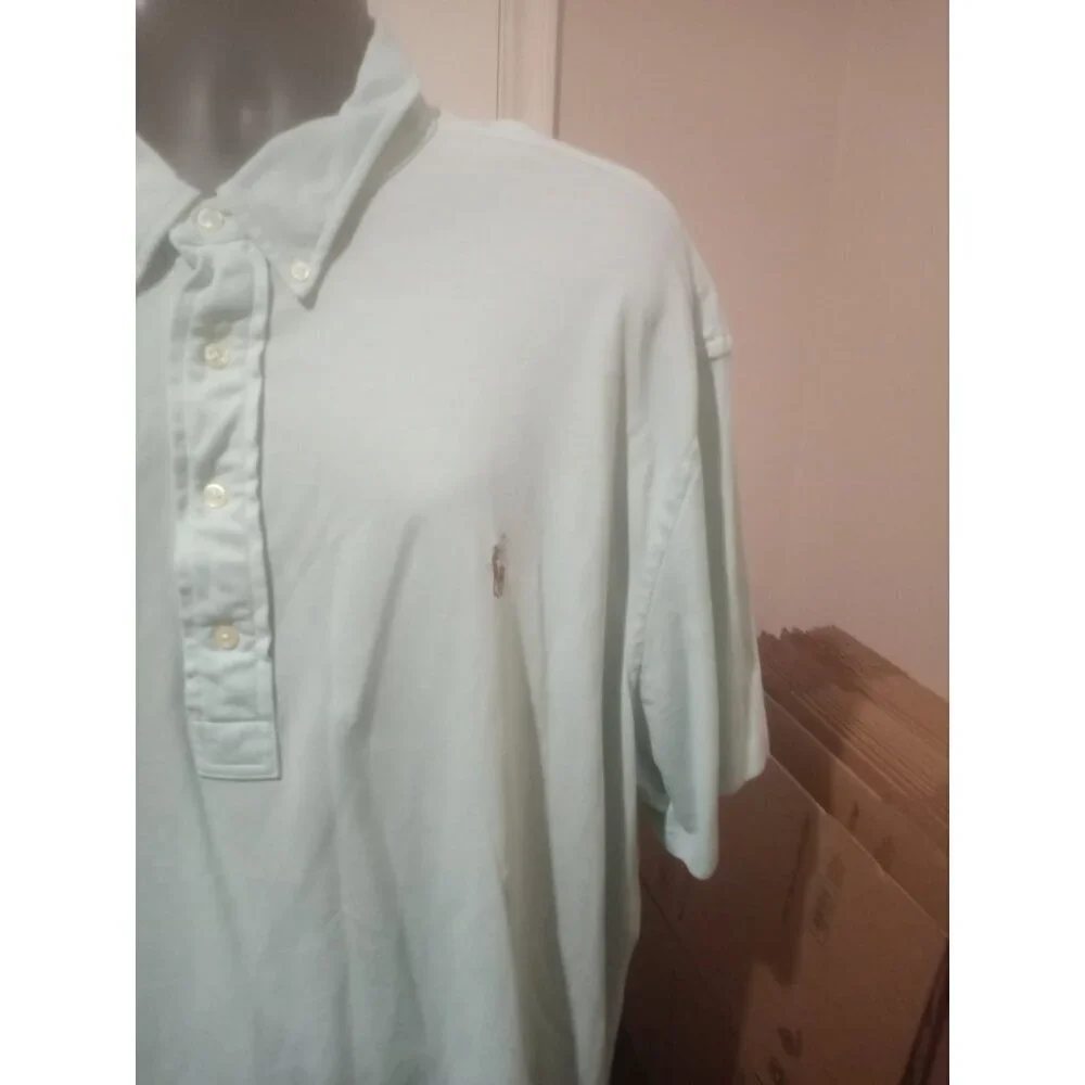 Ralph Lauren Polo Shirt Mens 3XL 3XB Blue Knit Oxford Short Sleeve Polo Shirt
